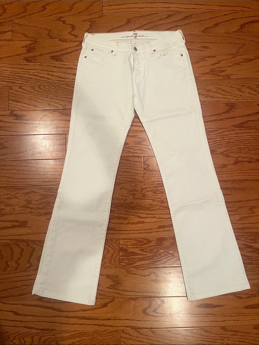 7 For All Mankind White Low-Rise Jeans